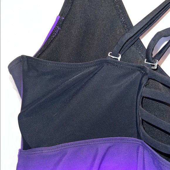 Purple and Black Strappy Swim Top, Plus Size 2X - Picture 6 of 8